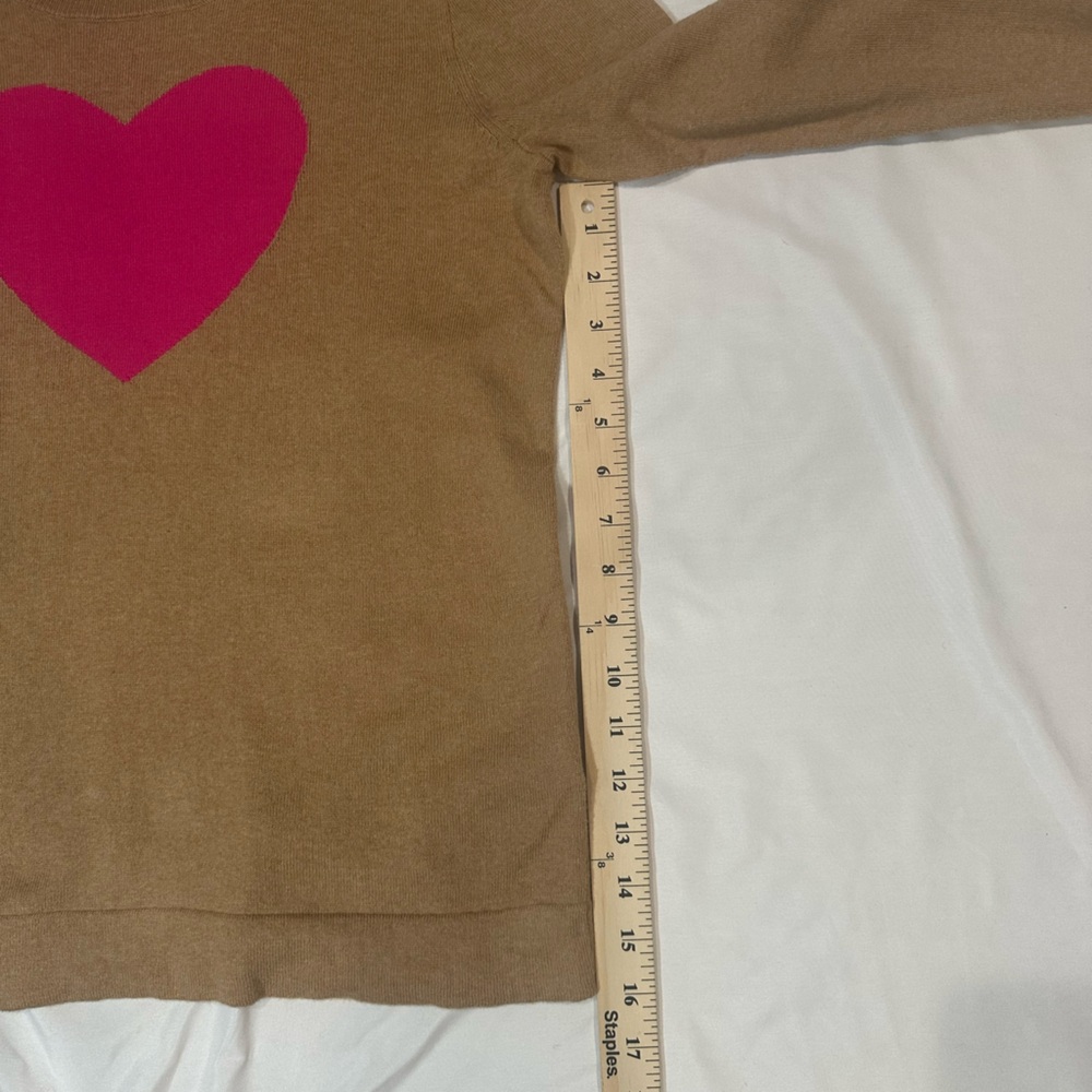 J. Crew Women's Light brown /Tan Long Sleeve w/ Pink Heart- medium- Cotton - Picture 8 of 14